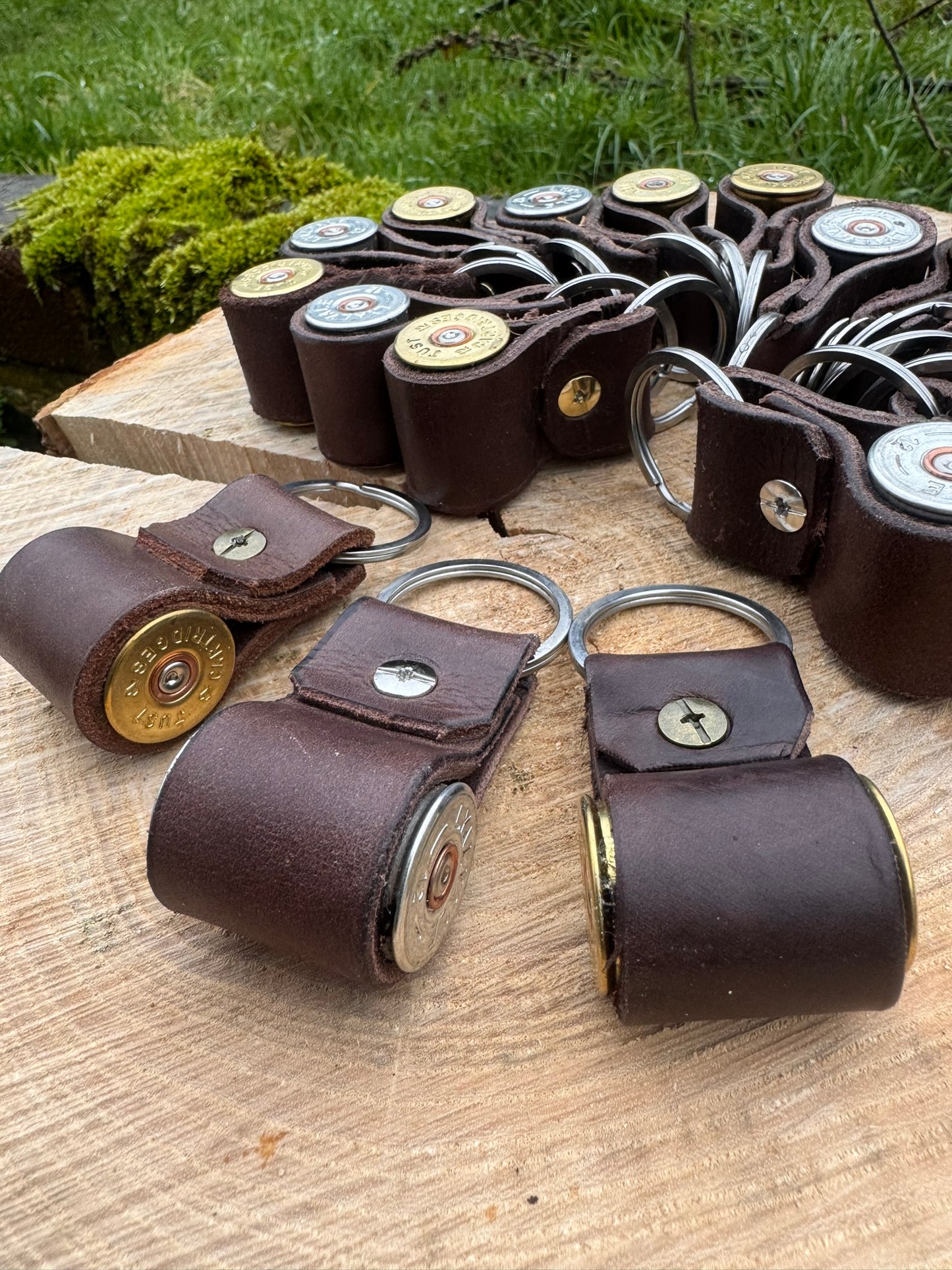 Shot gun leather bond keyring